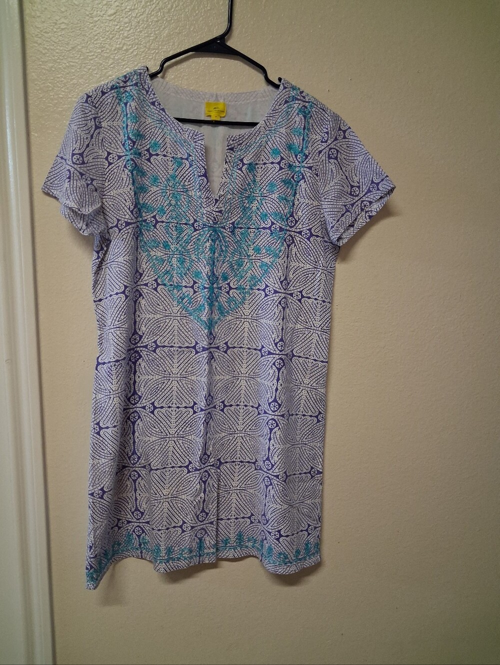 Roberta Roller Rabbit Blue & Teal Printed Split-Neck Tunic